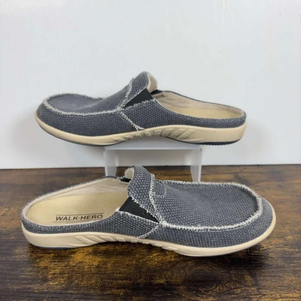 Gecko Man Walk Hero Canvas Slip On Loafers Mens Sz 9 Blue Arch Support Orthotics